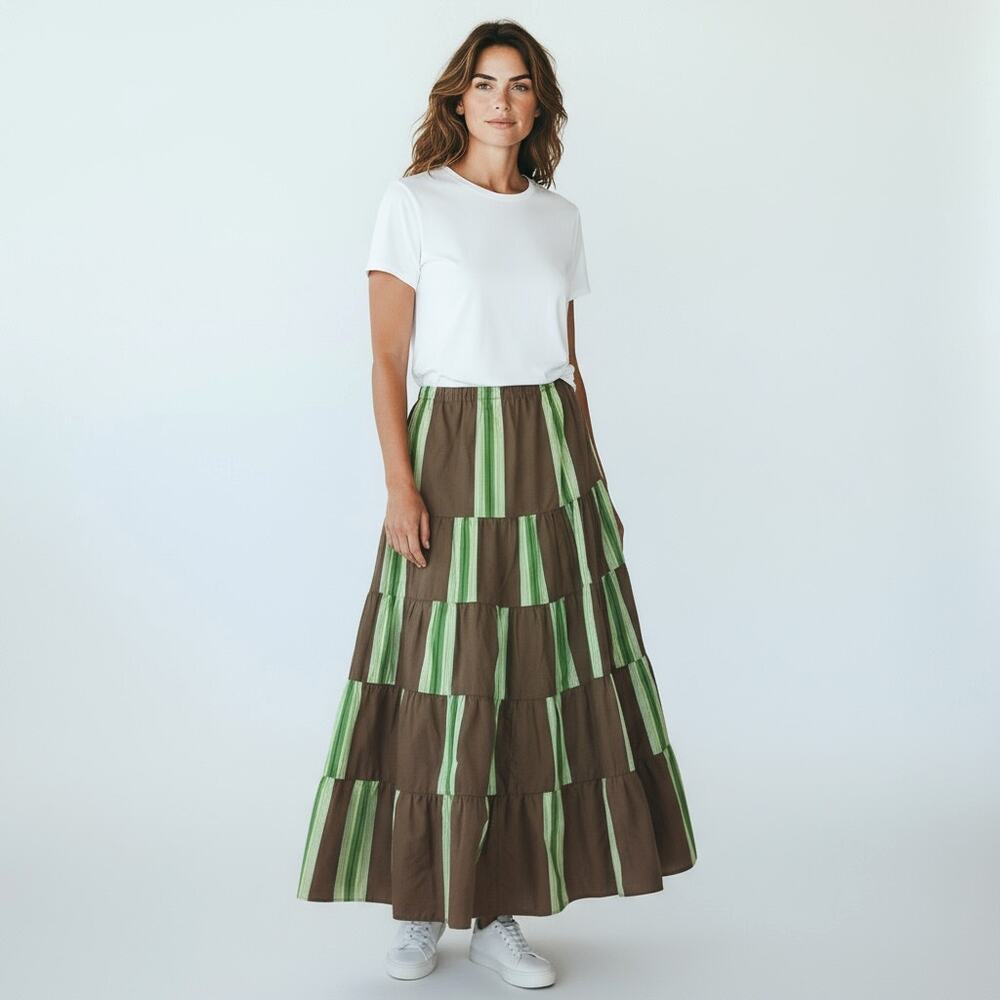 Old Navy - Lined Cotton Tiered Boho Midi Skirt- S/M  Hippie Bohemian 60's 70's